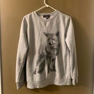 Grey Wolf Print Crew Neck Sweater | Women’s Size XS